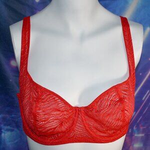 NWT Victoria's Secret Very Sexy Unlined Zebra Lace Balconette Bra Red Size 36C